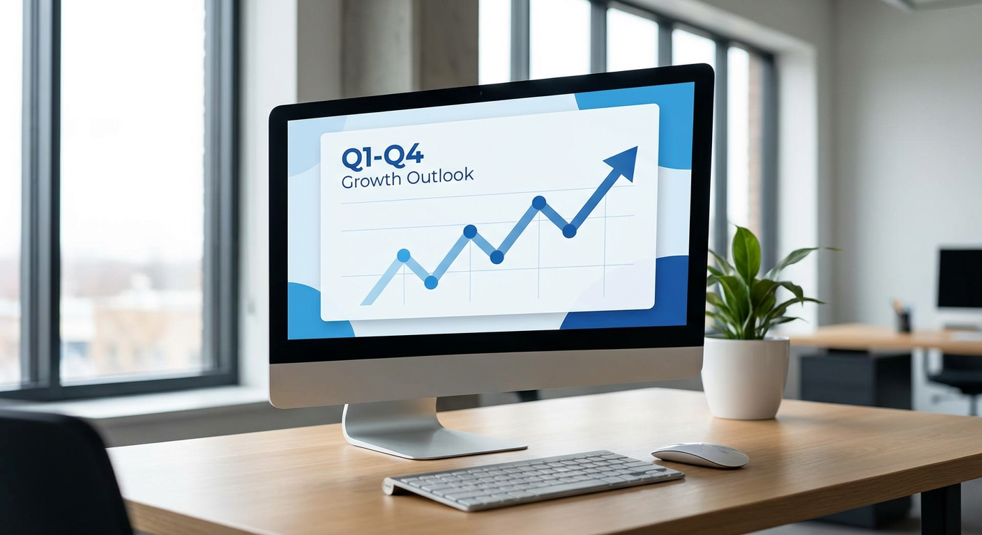 Business growth chart on screen